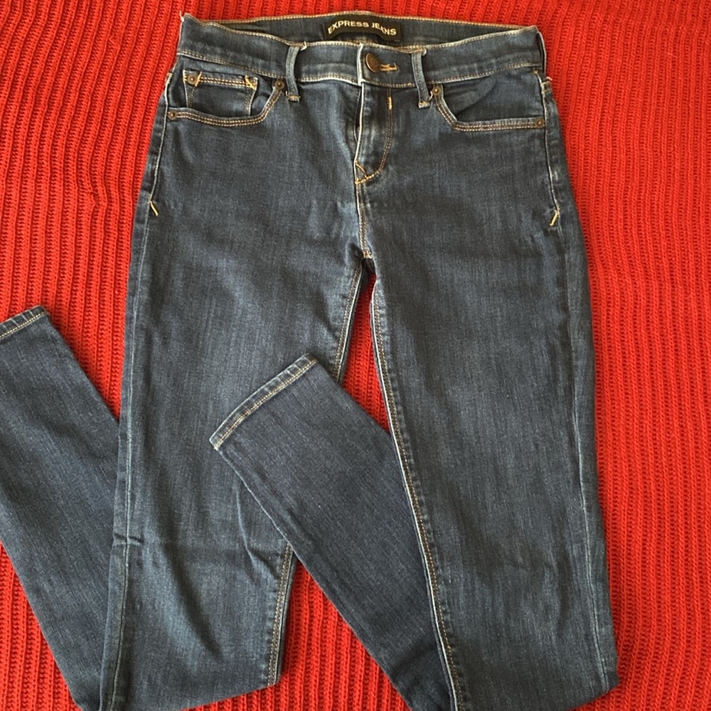 EXPRESS midrise dark wash legging skinny jeans